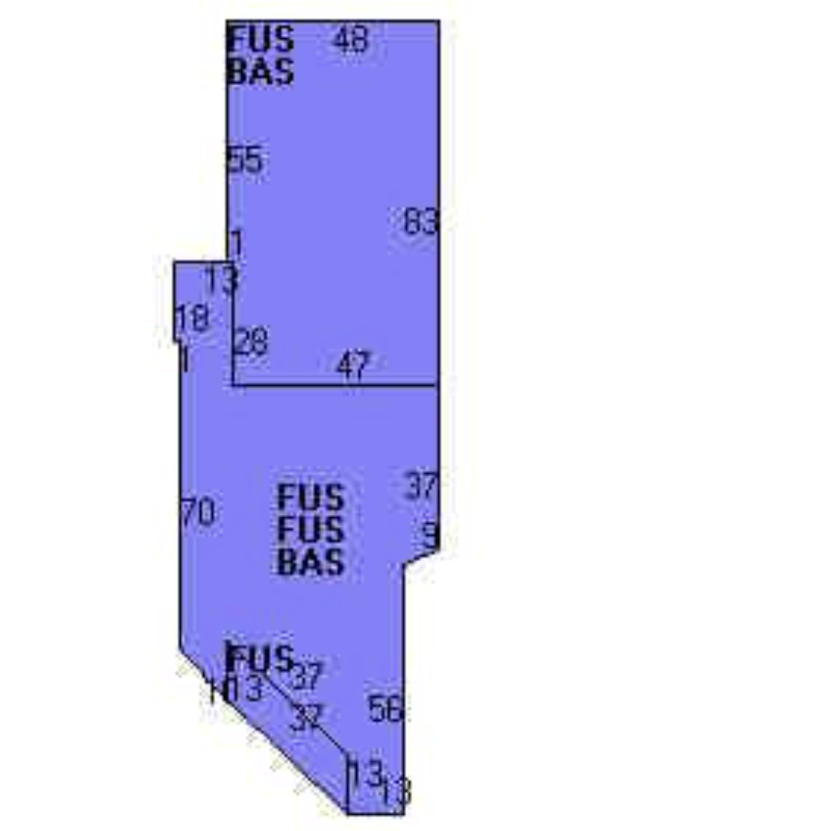 Building plan. The angled façade faces north towards Audubon Street