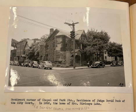 Image #3. 1938 picture of 1180 Chapel. Notice that the commercial unit has not been created  yet. The remodeling of the ground floor to a commercial space demolished the front porch /  veranda. 